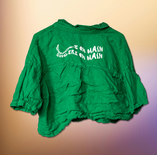 XL Sincere on Main Green Cropped Shirt
